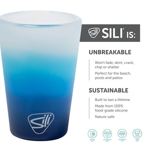 Silipint 1.5oz Silicone Shot Glasses – Pack of 2 Unbreakable, BPA-Free, Non-Toxic, Dishwasher & Freezer Safe Cups – Colored Shot Glasses for Cold Beverages, Cocktails, Travel, Party (Blizzard) - Image 2