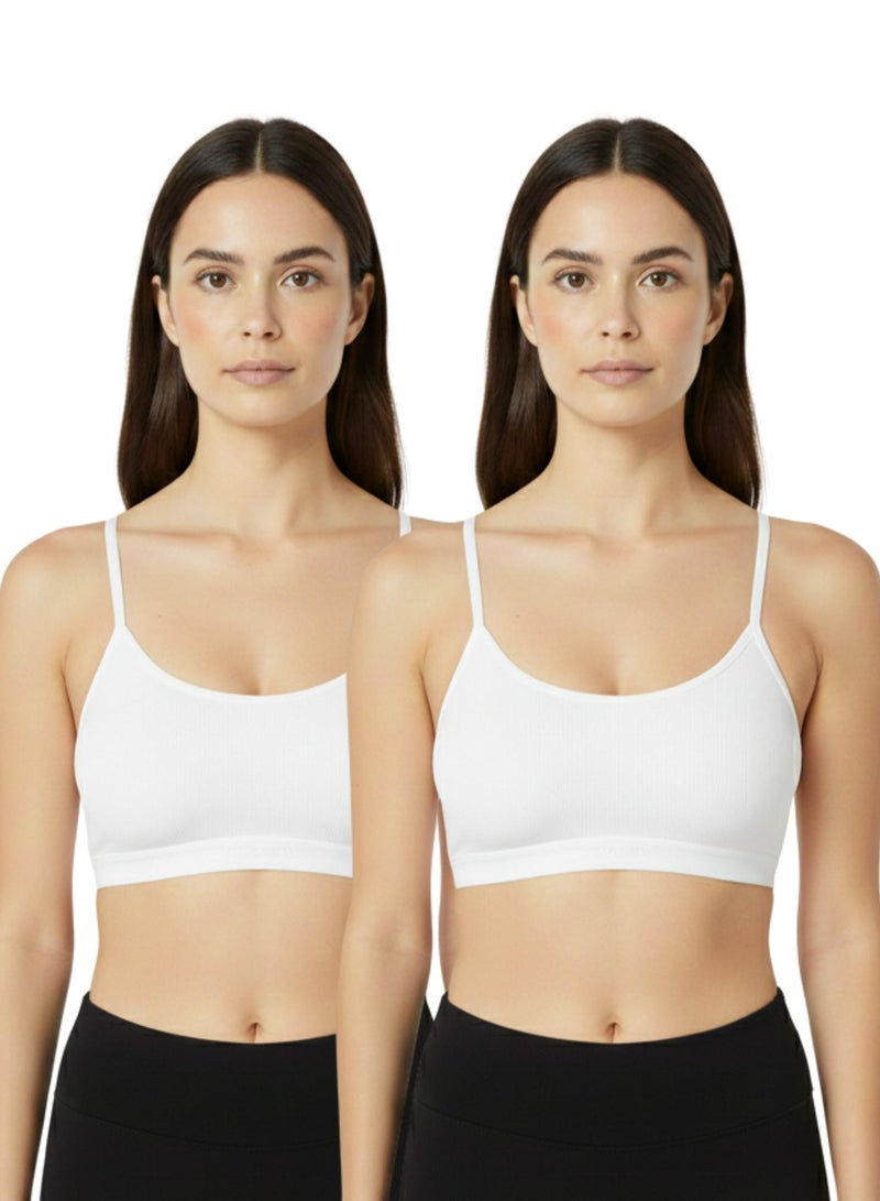 Comodo Women's Pack of 2 Cotton Basic Soft Bra, Thin Strap Non Padded - Image 1