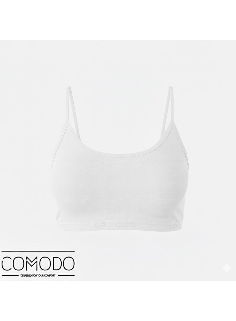 Comodo Women's Pack of 2 Cotton Basic Soft Bra, Thin Strap Non Padded - Image 3