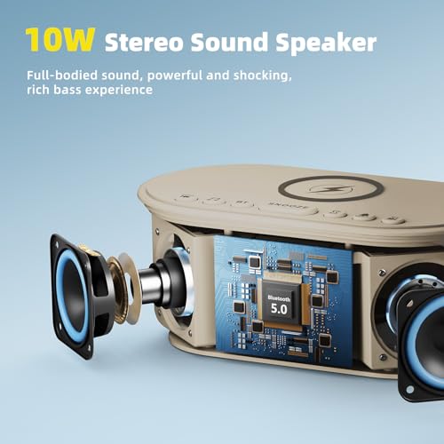 Odokee Sound Machine Alarm Clock for Bedrooms: Bluetooth 10W Stereo Sound Speaker with Wireless Charging - White Noise Machine for Sleeping with 21 Soothing Sounds - Putty - Image 3