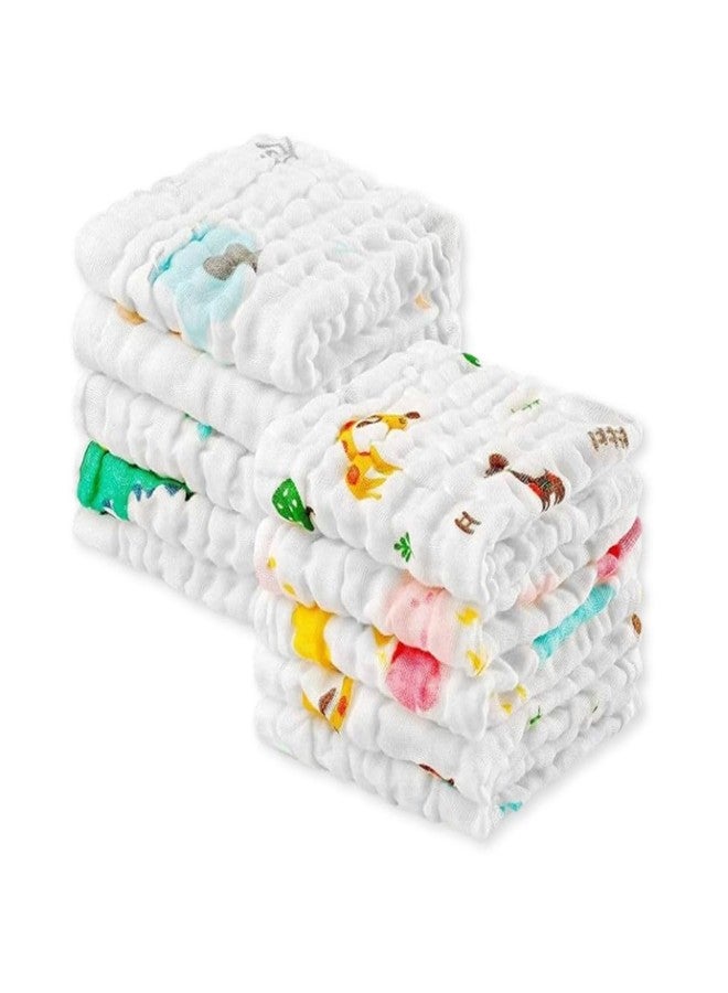 Lil' Shark Premium Muslin Baby Face Towels & Washcloths: Soft | Absorbent & Reusable (Cotton 10) - Image 1