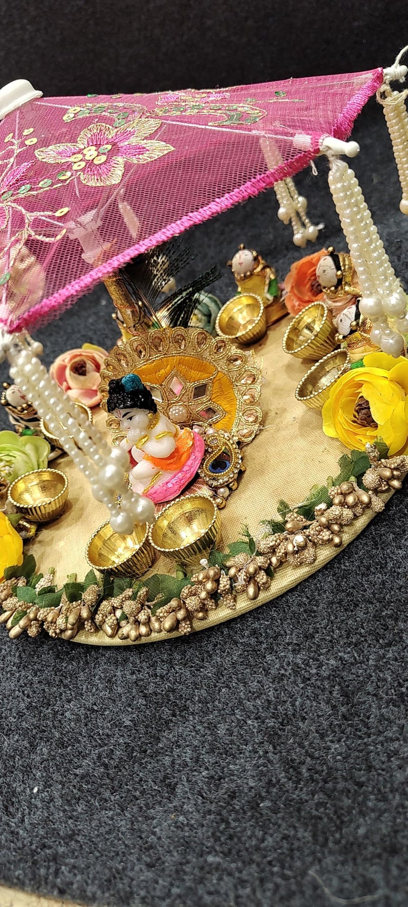 SELLPLUS Handmade Rajisthani Gudiya & Laddu Gopal Umbrella Plater for Home Decoration | Show Piece | Janmastmi Decor | Diwali Decoration - Image 5