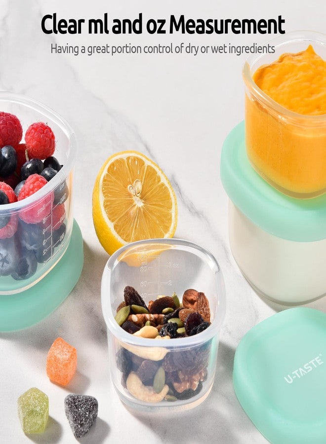 U-Taste 3oz 6oz Small Storage Containers: Food Grade Liquid-Silicone Freezer Box with Airtight Lid, Microwave Safe with Clear Measurements, Reusable for Meal Prepping Portion (Set of 4, Aqua Sky) - Image 5
