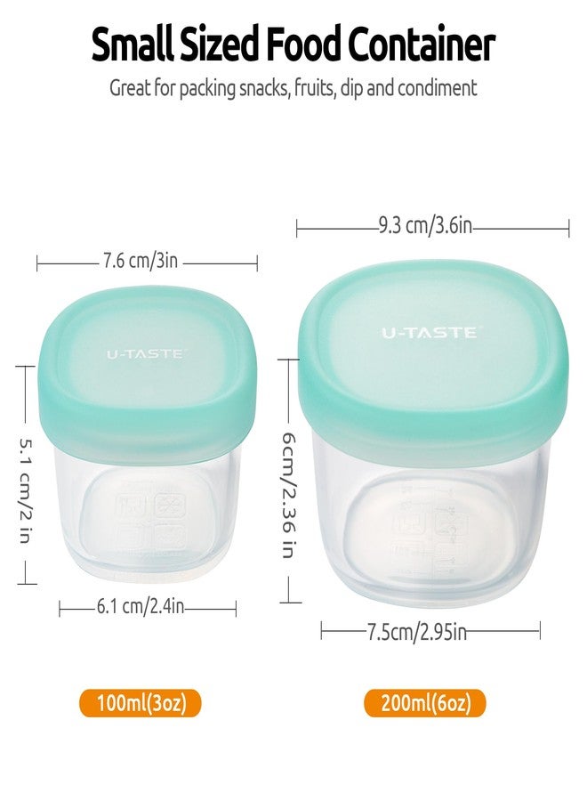U-Taste 3oz 6oz Small Storage Containers: Food Grade Liquid-Silicone Freezer Box with Airtight Lid, Microwave Safe with Clear Measurements, Reusable for Meal Prepping Portion (Set of 4, Aqua Sky) - Image 2