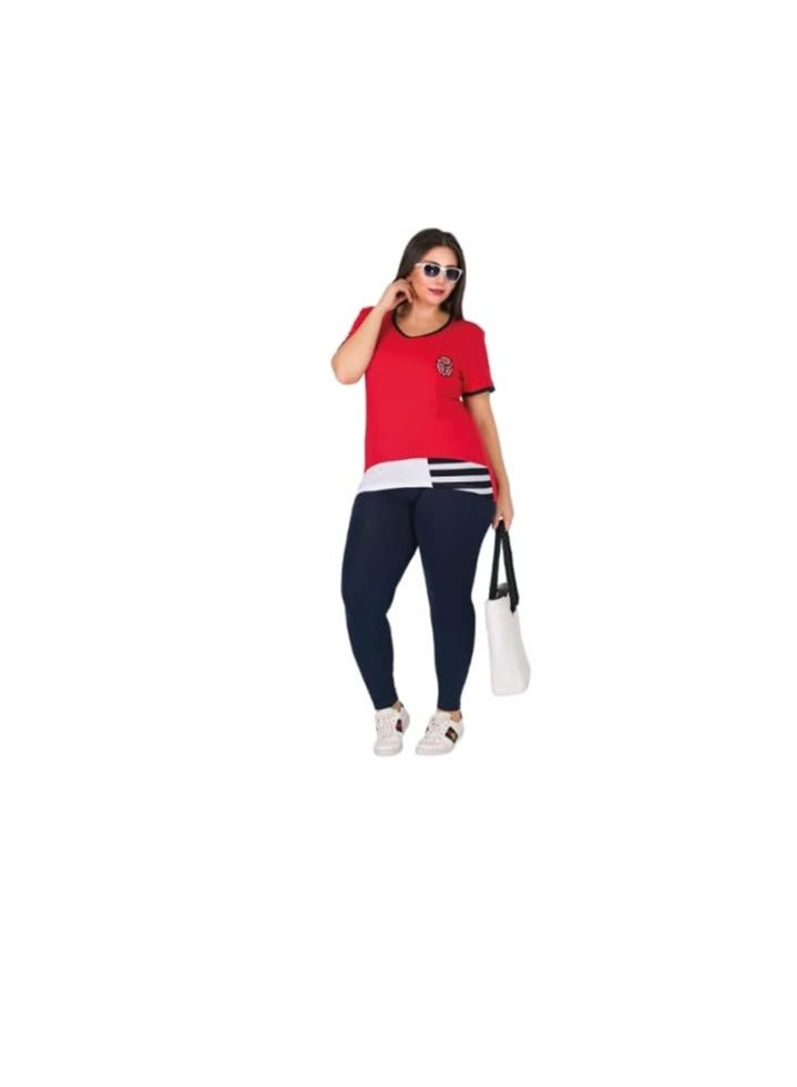 Teknur Women's Pajama Set – One Size Fits S-M-L, Made from Cotton & Lycra for Ultimate Comfort and a Stylish Look, Made in Turkey 