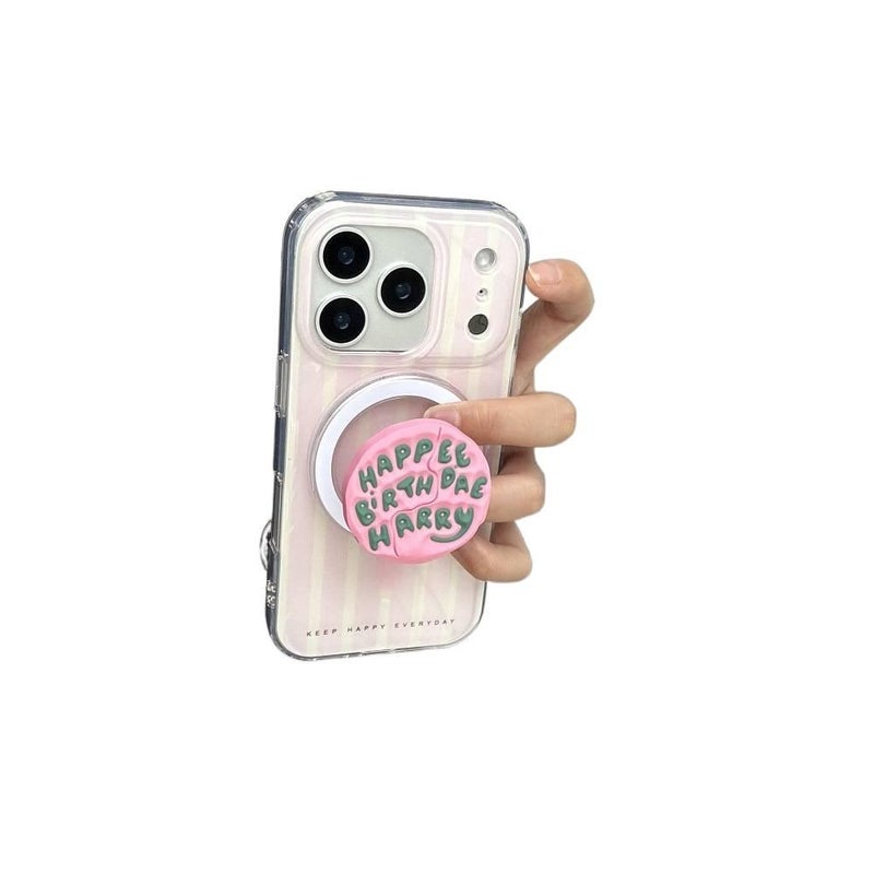 Acrylic Protective Case for iPhone 14 / 14 Plus / 14 Pro / 14 Pro Max with Drop Protection and Strong Magnetic plus Shockproof plus Striped Pattern plus Cake Kickstand in Single Shell - Image 2