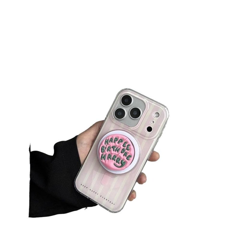 Acrylic Protective Case for iPhone 14 / 14 Plus / 14 Pro / 14 Pro Max with Drop Protection and Strong Magnetic plus Shockproof plus Striped Pattern plus Cake Kickstand in Single Shell - Image 5
