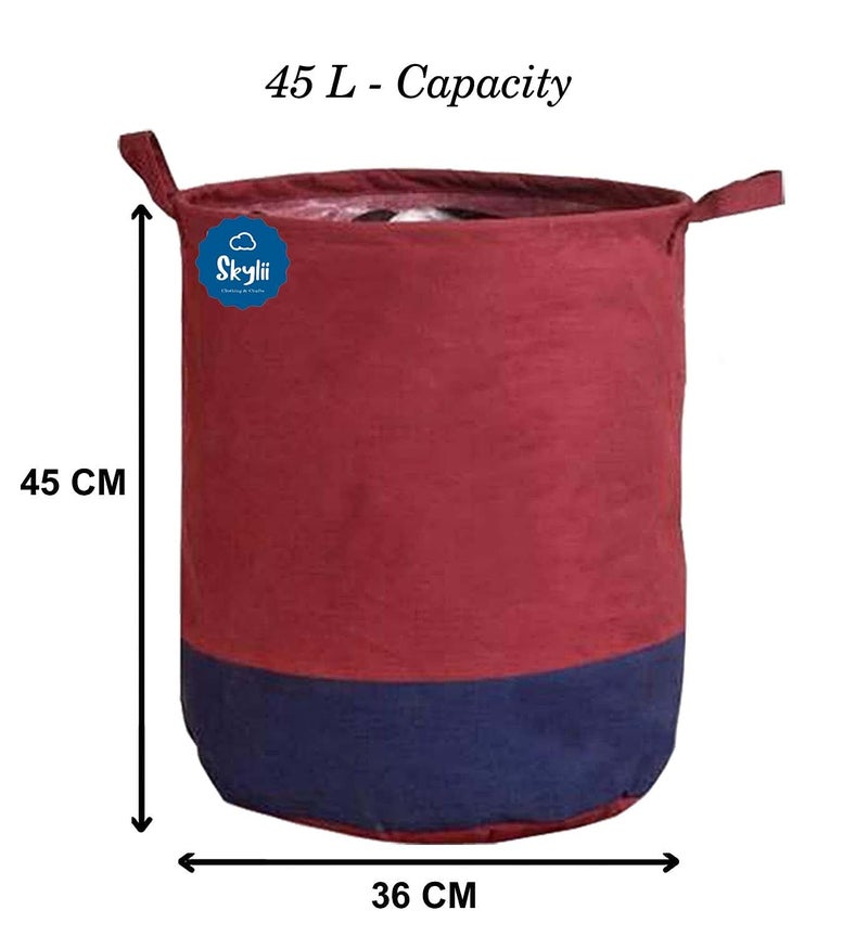 SKYLII Laundry Bag 45 L Durable and Collapsible Laundry storage Bag with Handles Clothes Toys Storage Foldable Laundry Bag for Dirty Clothes Pack of 2 Pc 1 Grey 1 Maroon - Image 2