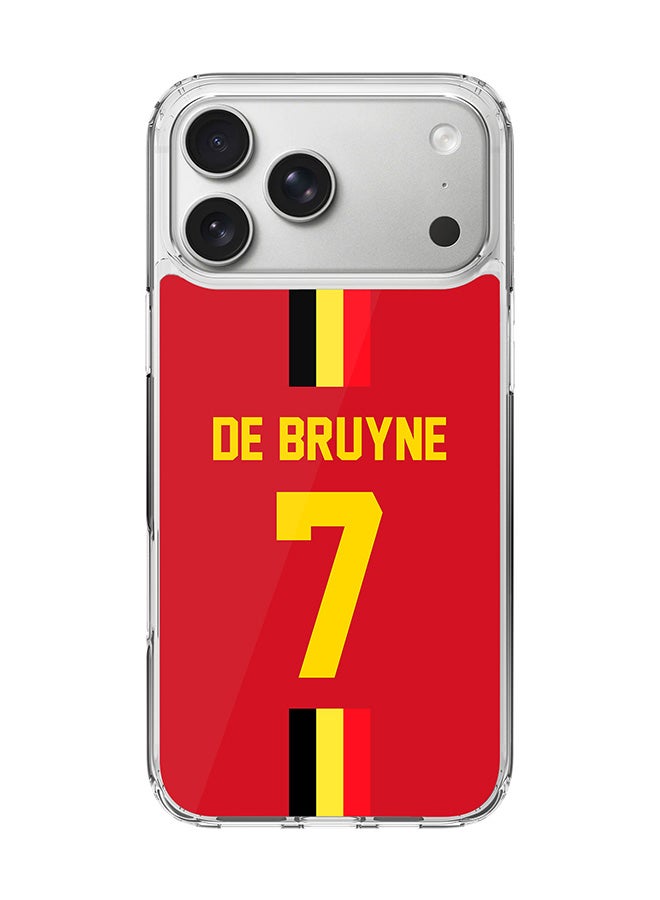 Stylizedd Classic Clear MagSafe Case for iPhone 17 Pro Max , Hybrid Soft Case Flexible Edges Anti Drop TPU PC Gel Thin Transparent Cover [ Designed for iPhone 17 Pro Max ] - Football Team - Belgium, Player Name - De Bruyne