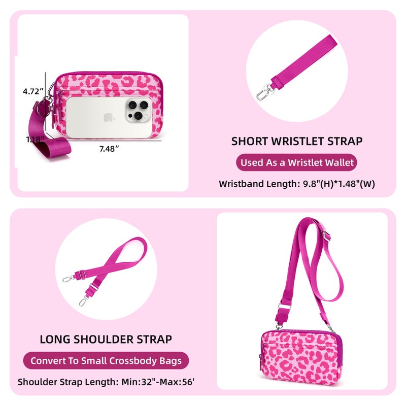 FODOKO Wristlet Wallet for Women RFID Crossbody Bag with 4 Zippers, Small Purse with Card Holder & Phone Pocket, Lightweight Travel Cell Phone Organizer - Image 3