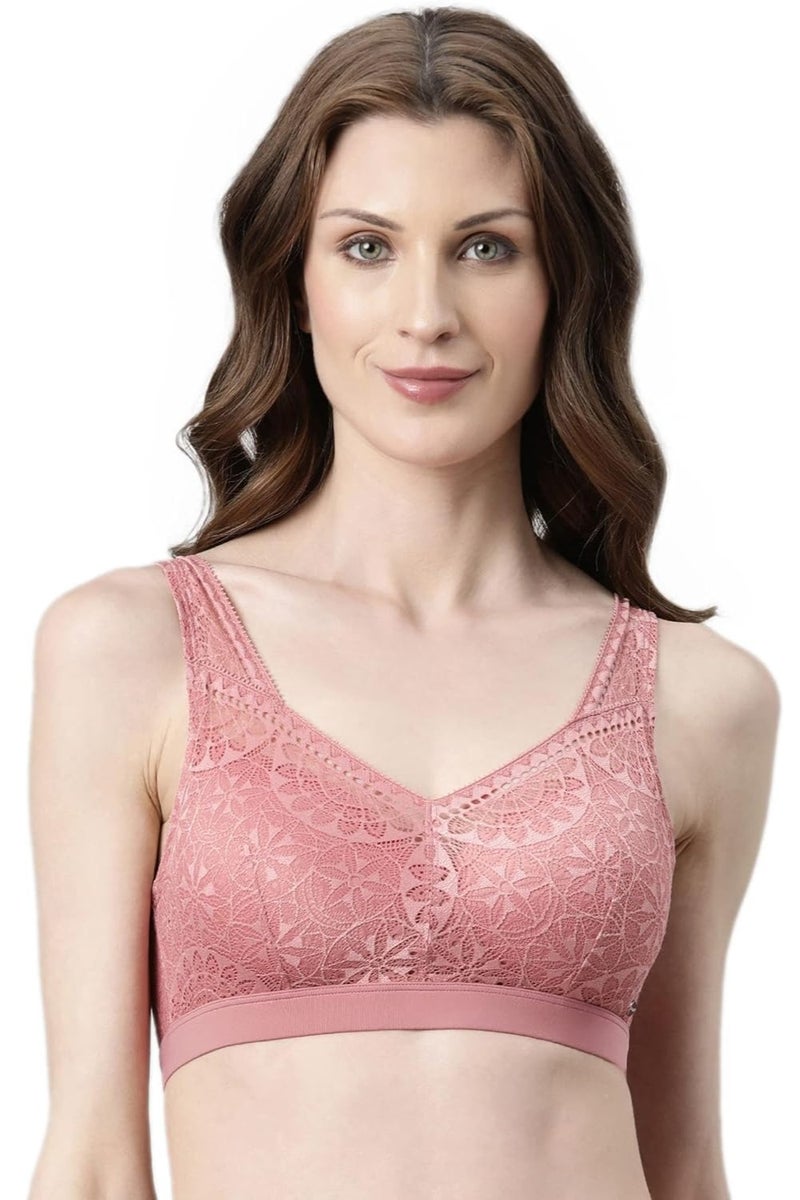 enamor Women Full Covered Non-Wire Casual T-shirt Bra Nylon Blend Dusty Rose - Image 1