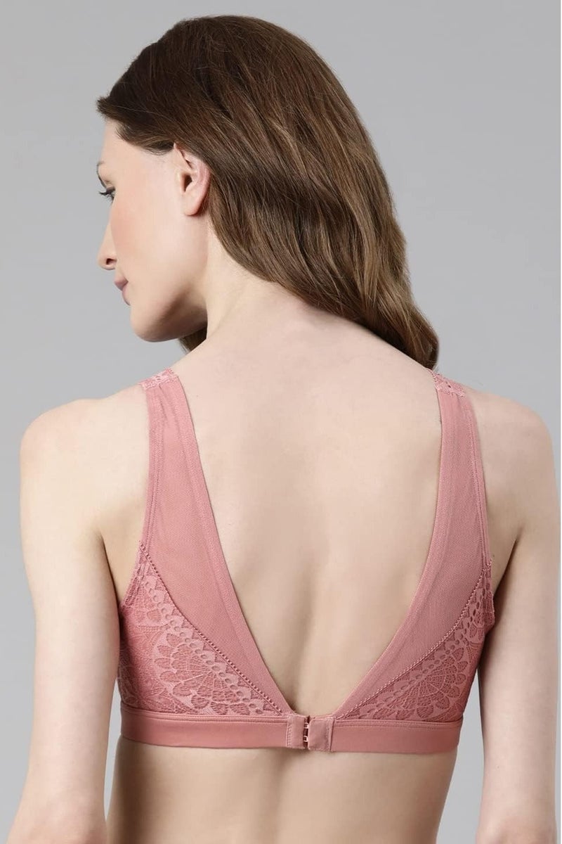 enamor Women Full Covered Non-Wire Casual T-shirt Bra Nylon Blend Dusty Rose - Image 2