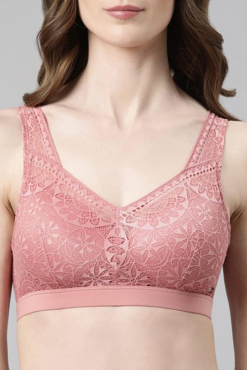 enamor Women Full Covered Non-Wire Casual T-shirt Bra Nylon Blend Dusty Rose - Image 5