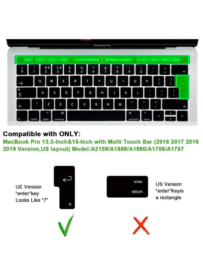 أمم UK Layout AZERTY French English Keyboard Cover Compatible for MacBook Pro 13 and 15-inch with Touch Bar Model A2159 A1989 A1990 A1706 A1707 Release 2019 2018 2017 2016 Black - Image 2