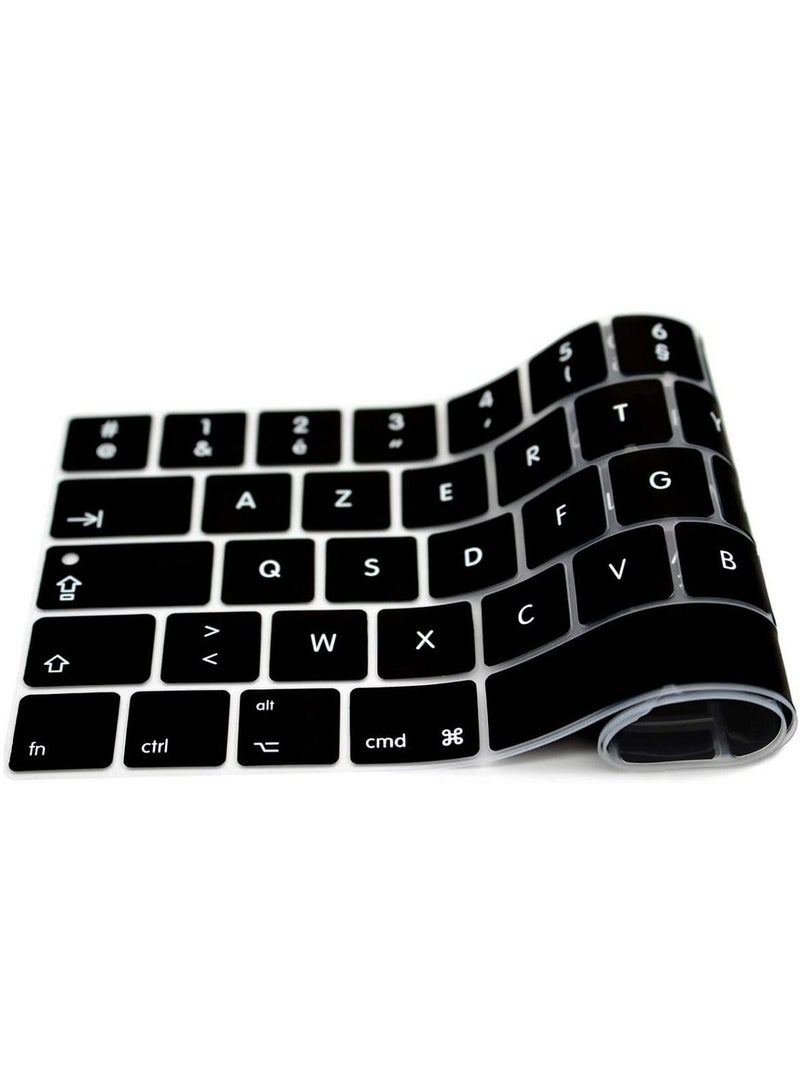 أمم UK Layout AZERTY French English Keyboard Cover Compatible for MacBook Pro 13 and 15-inch with Touch Bar Model A2159 A1989 A1990 A1706 A1707 Release 2019 2018 2017 2016 Black - Image 5