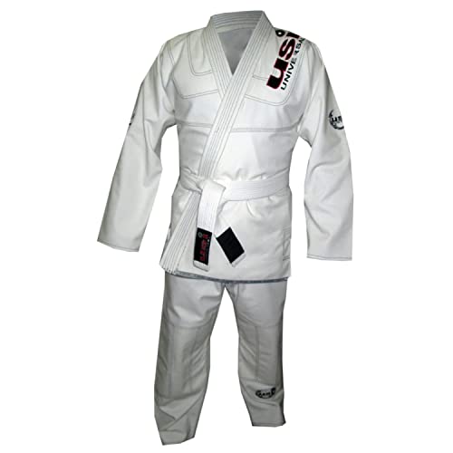 USI UNIVERSAL Jiu Jitsu Gi Dress for Men, 411s Jiu Jitsu Gi BJJ Gi with Jacket, Pants, and Black Belt for Martial Arts Training Grappling gi Uniform (A1, White) - Image 1
