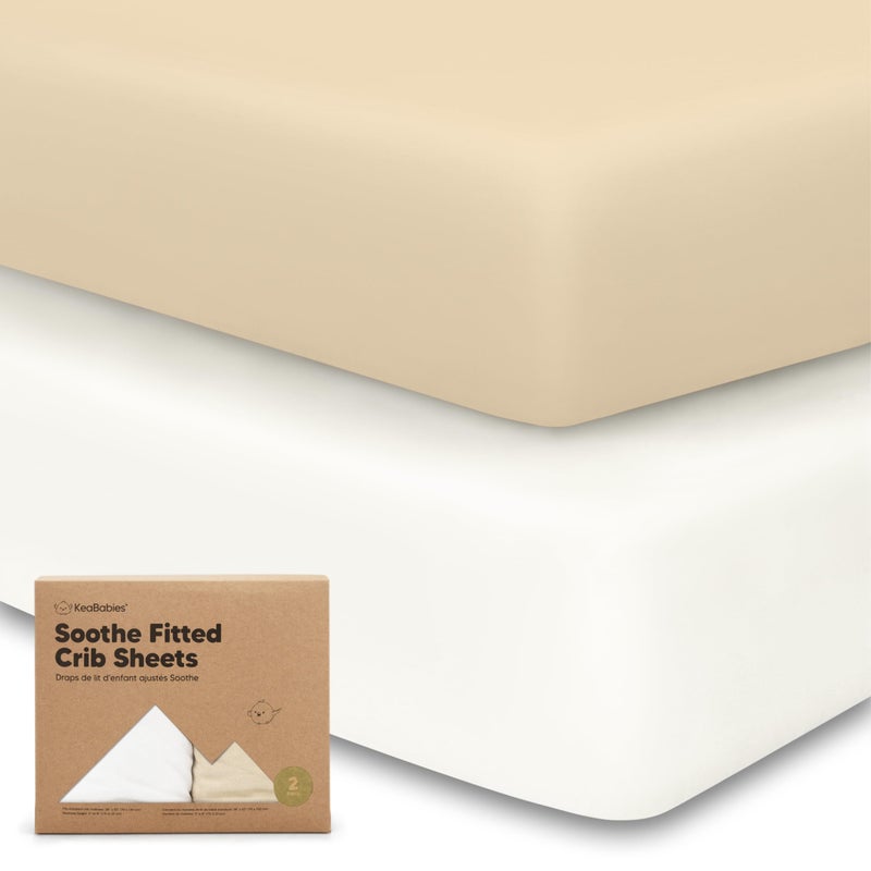 KeaBabies 2Pack Organic Crib Sheets for Boys Girls 52x28 Fitted Crib Mattress Sheet Neutral Breathable Jersey Cotton Cover for Baby Bed Toddler Mattress Soft Cute Prints Khaki - Image 2