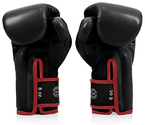 Fairtex BGV14 Muay Thai Boxing Microfibre Gloves for Men Women Kids MMA Gloves Kickboxing Gym Workout Premium Quality Light Weight Shock Absorbent Boxing Gloves Black wred trim8oz - Image 3