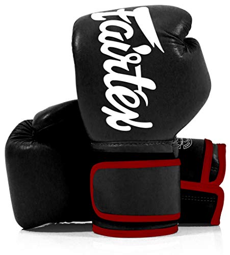 Fairtex BGV14 Muay Thai Boxing Microfibre Gloves for Men Women Kids MMA Gloves Kickboxing Gym Workout Premium Quality Light Weight Shock Absorbent Boxing Gloves Black wred trim8oz - Image 1
