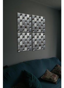 HIKI ZIKI HIKI ZIKI 3D Chex Tiles Mirror Glass Mosaic Tiles Sticker Stickers for Bathroom Kitchen Self Adhesive Tile Stickers Peel Stick Back Splash Tiles Wall Panel Glass_12 12 INCH  - Image 3