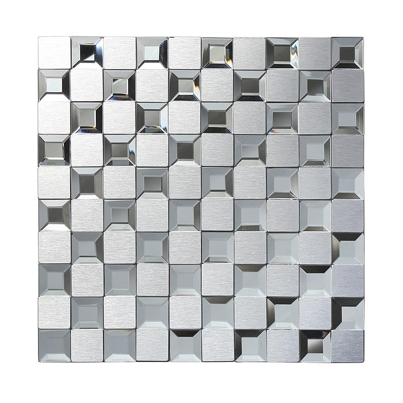 HIKI ZIKI HIKI ZIKI 3D Chex Tiles Mirror Glass Mosaic Tiles Sticker Stickers for Bathroom Kitchen Self Adhesive Tile Stickers Peel Stick Back Splash Tiles Wall Panel Glass_12 12 INCH  - Image 2