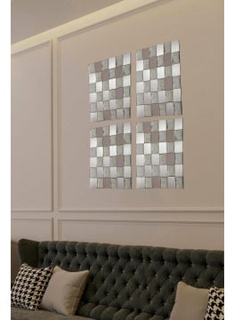 HIKI ZIKI HIKI ZIKI 3D Chex Tiles Mirror Glass Mosaic Tiles Sticker Stickers for Bathroom Kitchen Self Adhesive Tile Stickers Peel Stick Back Splash Tiles Wall Panel Glass_12 12 INCH  - Image 5