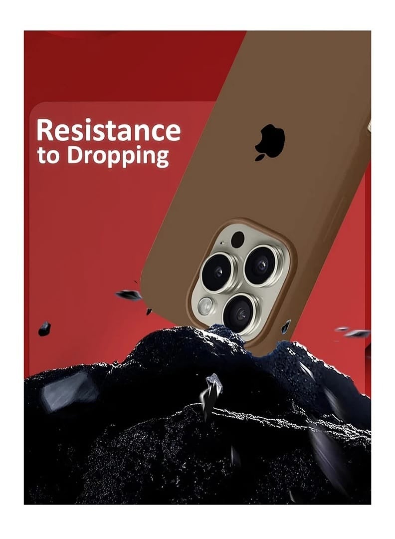 Silicone Case Cover Full Covered Anti Scratch Shockproof  For Apple iPhone 15 Pro Max (Desert) - Image 5