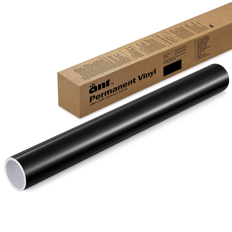 ANT Black, 24" x 15â€™, Permanent Vinyl Roll, Adhesive Vinyl Roll, for Decal, Sticker, Compatible with Cricut, Cameo, Silhouette, Weather-Resistant - Image 1
