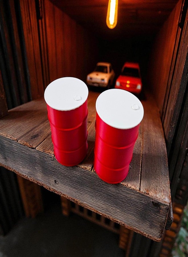 Sentosa Miniature Red Oil Barrels with White Top Set of 2 - Size - 5cm x 3.5cm - for Diorama, Play Garages, Resin Crafts, Model Railroads, Industrial Decor, Tabletop Scenery Props - Image 3