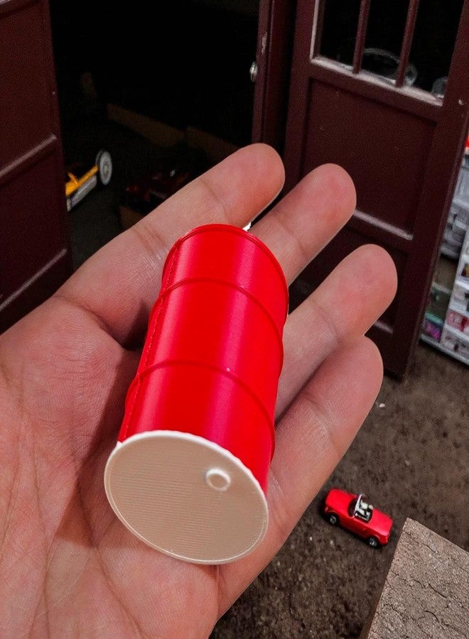 Sentosa Miniature Red Oil Barrels with White Top Set of 2 - Size - 5cm x 3.5cm - for Diorama, Play Garages, Resin Crafts, Model Railroads, Industrial Decor, Tabletop Scenery Props - Image 4