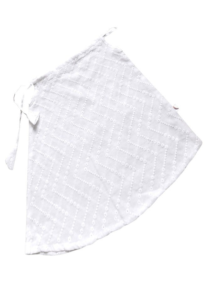 Picksparrow 100% Cotton Newborn Baby Jhabla Dress with Ties/Knot for Baby Girls (White, NO Lining) (0-3 Months, Hakoba Curtain) - Image 1