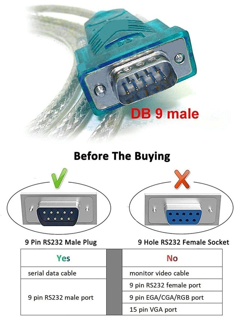 كابل USB إلى RS-232 | محول USB إلى RS232 | محول كابل RS232 تسلسلي 9 دبابيس (أزرق) | USB من النوع A إلى DB9 | متوافق مع Windows - Image 5