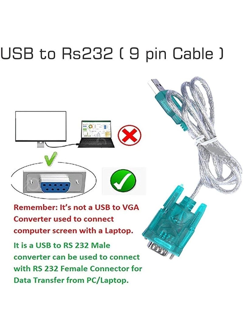 كابل USB إلى RS-232 | محول USB إلى RS232 | محول كابل RS232 تسلسلي 9 دبابيس (أزرق) | USB من النوع A إلى DB9 | متوافق مع Windows - Image 3