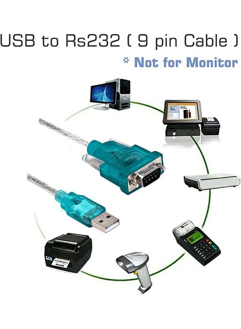 كابل USB إلى RS-232 | محول USB إلى RS232 | محول كابل RS232 تسلسلي 9 دبابيس (أزرق) | USB من النوع A إلى DB9 | متوافق مع Windows - Image 4