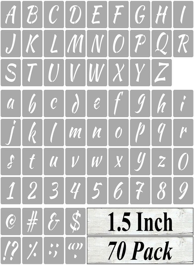 REOLAN 1.5 Inch Alphabet Letter Stencils for Painting - 70 Pack Letter and Number Stencil Templates with Signs for Painting on Wood, Reusable Numbers and Letters Stencils for Chalkboard Wood Signs & Wall Art - Image 1