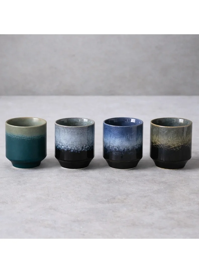 Tohfa Luxe Tohfa Luxe Durrah Ceramic Cup Gift Set of 4 – Handcrafted Glazed Cups Inspired by Sand & Sea – Premium Middle Eastern Coffee & Tea Gift Box (220 ml)