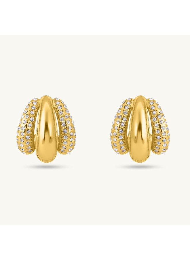 PALMONAS 18k Gold Tone Plated Radiant Gold & Crystal Luxe Earring
 for Women - Image 1