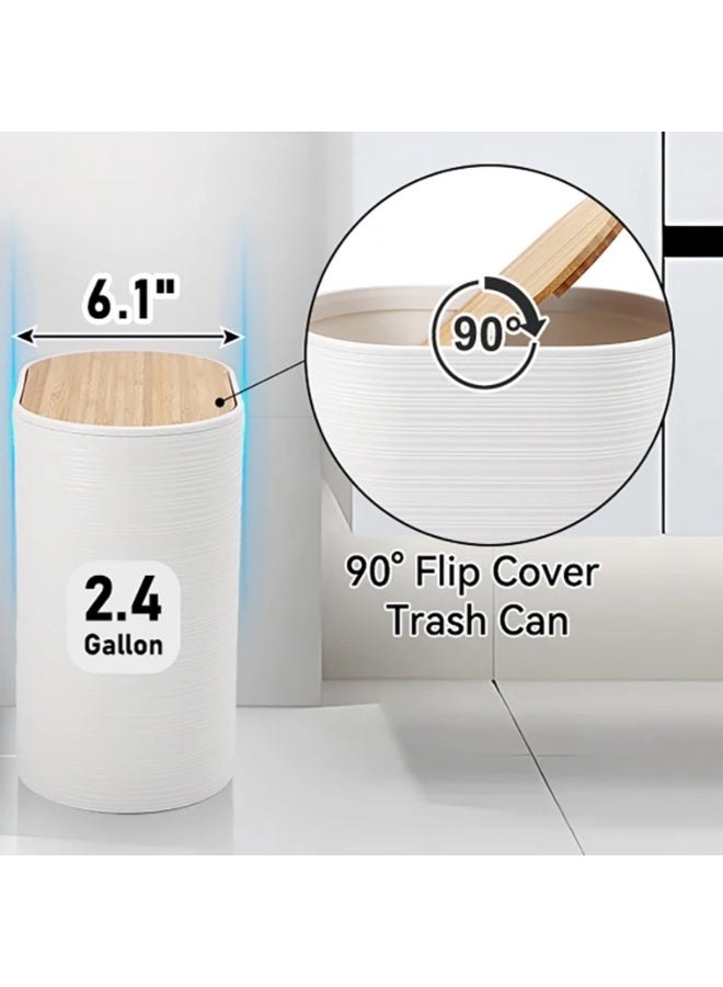 الأساسيات الحضرية مجموعة إكسسوارات حمام من 6 قطع - منظم حمام فاخر من الخيزران مع سلة مهملات، موزع صابون، حامل فرشاة أسنان، طبق صابون، كوب، وفرشاة مرحاض - ديكور حمام عصري - Image 5