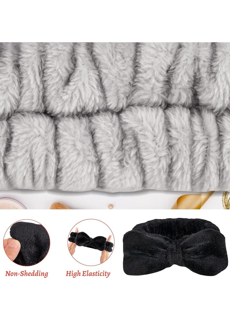 Mmmon 6PCS Makeup Headband and WristBand Set, Skincare Spa Headband for Washing Face,Towels Wrist band for Women Girls(Black,Grey) - Image 2