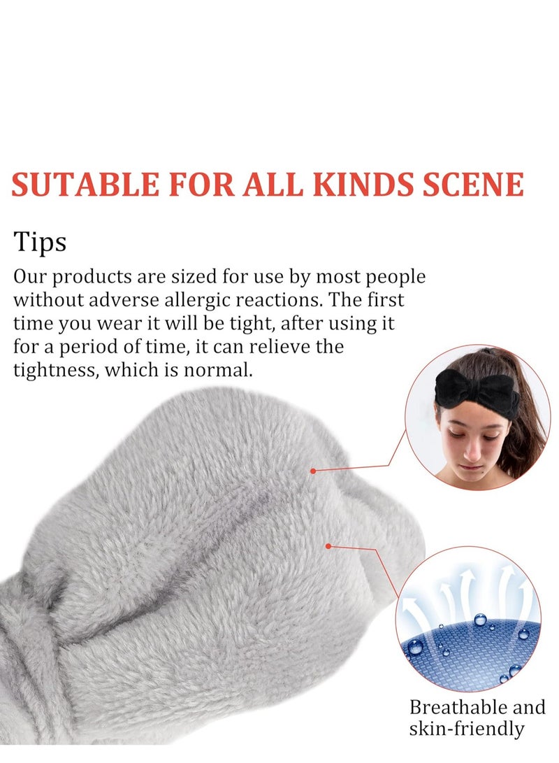 Mmmon 6PCS Makeup Headband and WristBand Set, Skincare Spa Headband for Washing Face,Towels Wrist band for Women Girls(Black,Grey) - Image 4