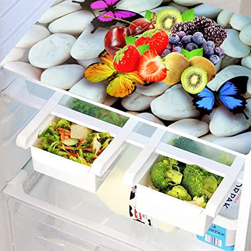 KANUSHI Industries® 1Pc Fridge Cover for Top with 6 Utility Pockets + 1 Handles Covers + 3 Fridge Mats (FRI-PEOCOCK-Blue+M-27+1-Handle-Blue-Box) - Image 3