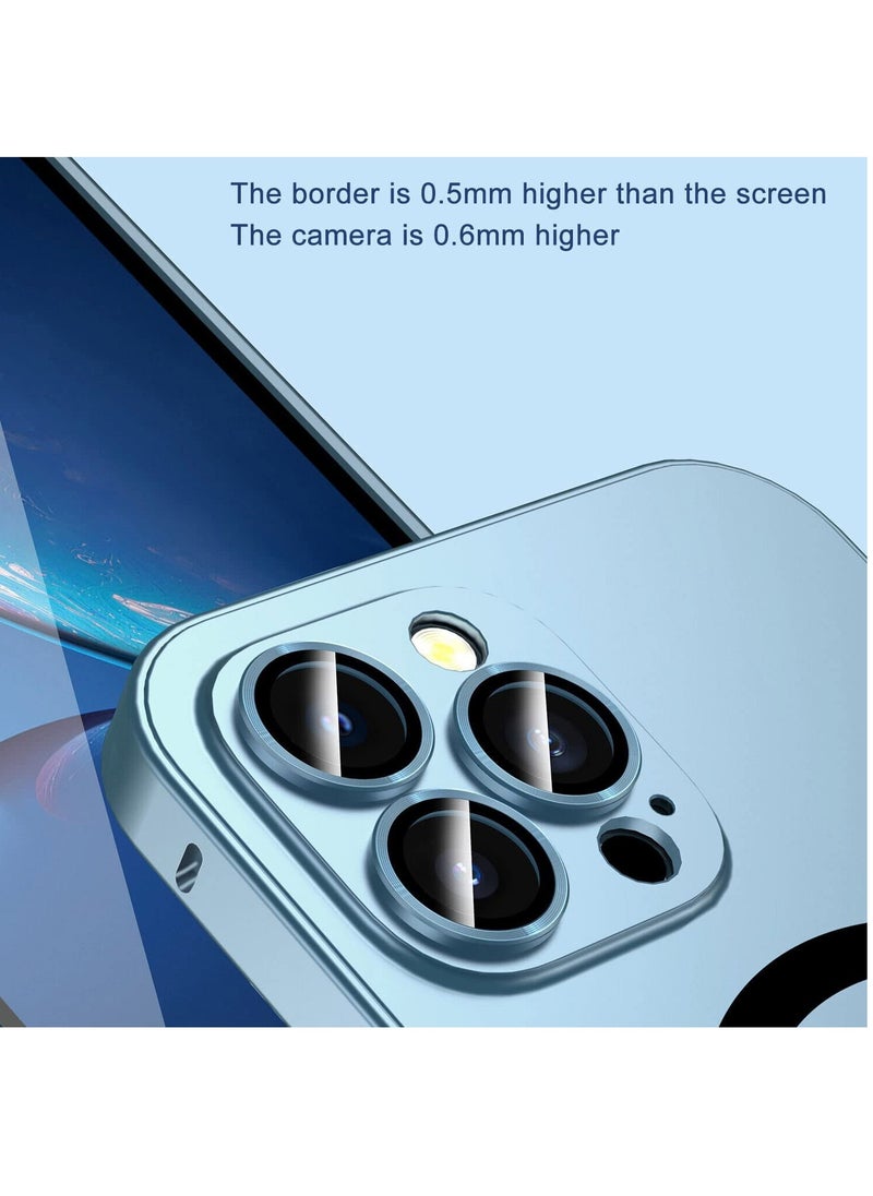 Color Fans - Magnetic Case for iPhone 13 Pro Charging Aluminium Metal Bumper Matte Cover Blue - Image 1