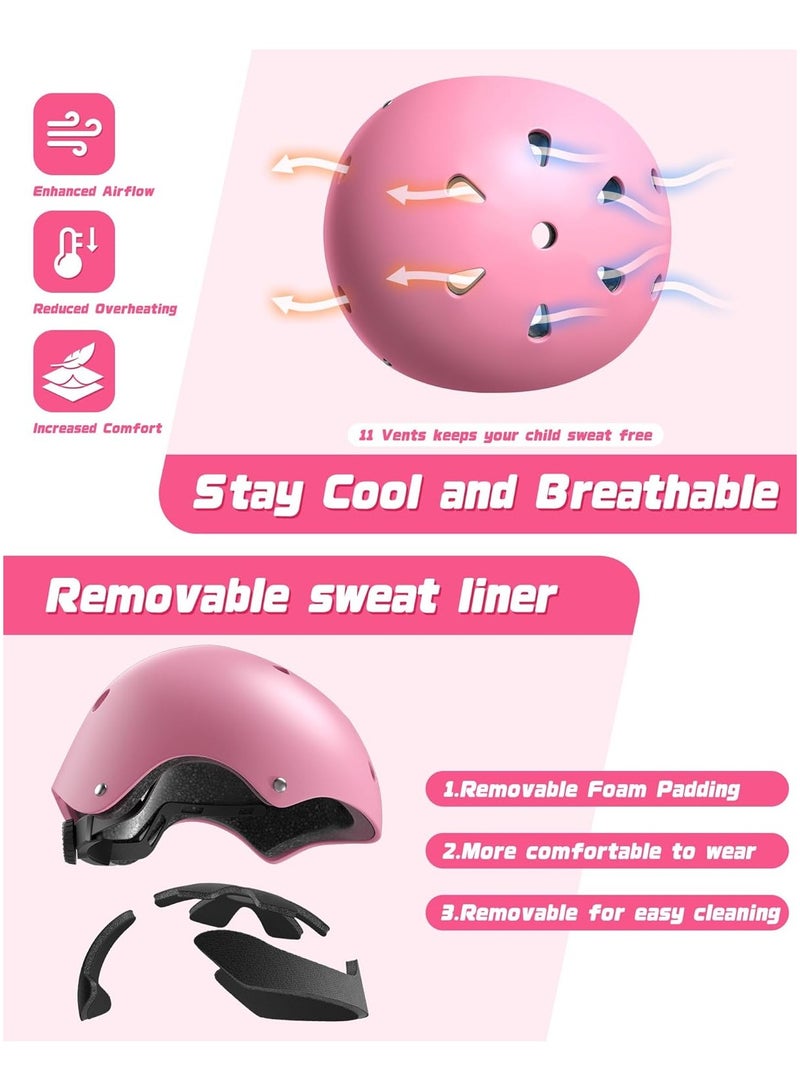 Bukela Kids Bike Helmet Set, Adjustable Helmet for Ages 3-14 Year Boys Girls, Toddler Helmet Pad Set with Knee and Elbow Pads for Bike, Roller, Skating, Scooter, Longboard and More Sports, 3 Color - Image 3
