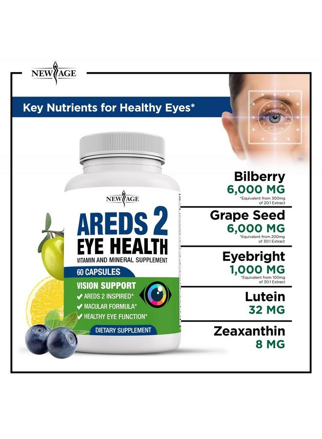 NEW AGE AREDS 2 Eye Vitamins - Lutein, Zeaxanthin, Bilberry, Astaxanthin Mineral Vision Supplement - Supports Eye Strain, Dry Eyes, Pressure, and Vision Health - 180 Count - Image 2