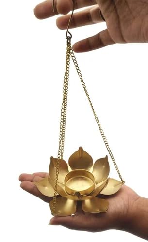 Brass Lotus Tealight Holders for Diwali Festival Home Decor Puja Decoration Set of 2  - Image 3