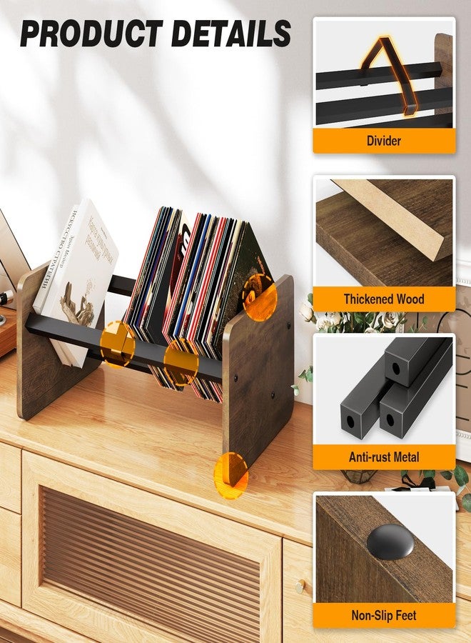 5Rcom Record Player Stand with Vinyl Storage Shelf, Wooden Record Display,Vinyl Record Storage Holder Rack for Living Room, Bedroom - Image 4