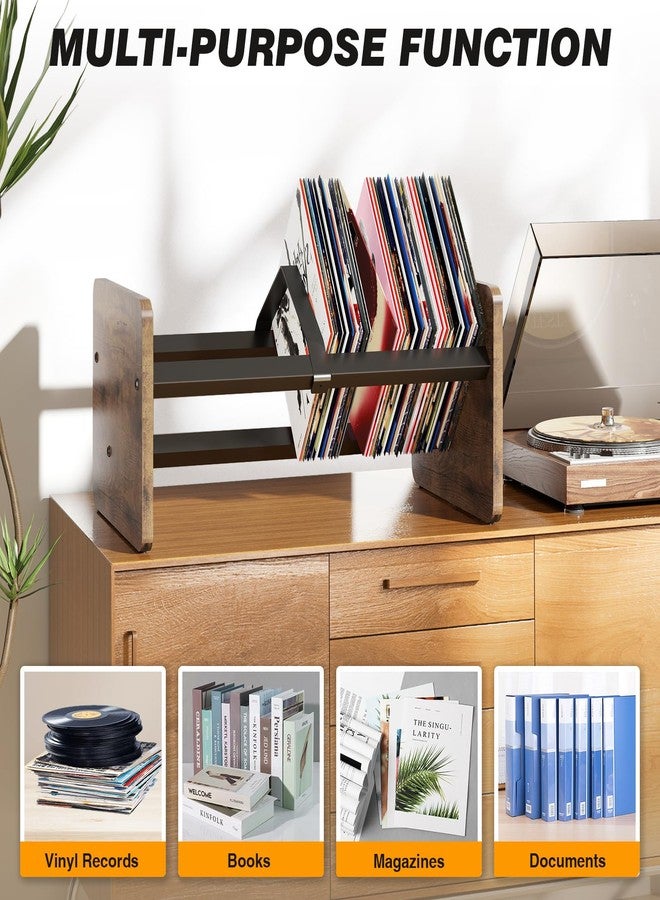 5Rcom Record Player Stand with Vinyl Storage Shelf, Wooden Record Display,Vinyl Record Storage Holder Rack for Living Room, Bedroom - Image 5