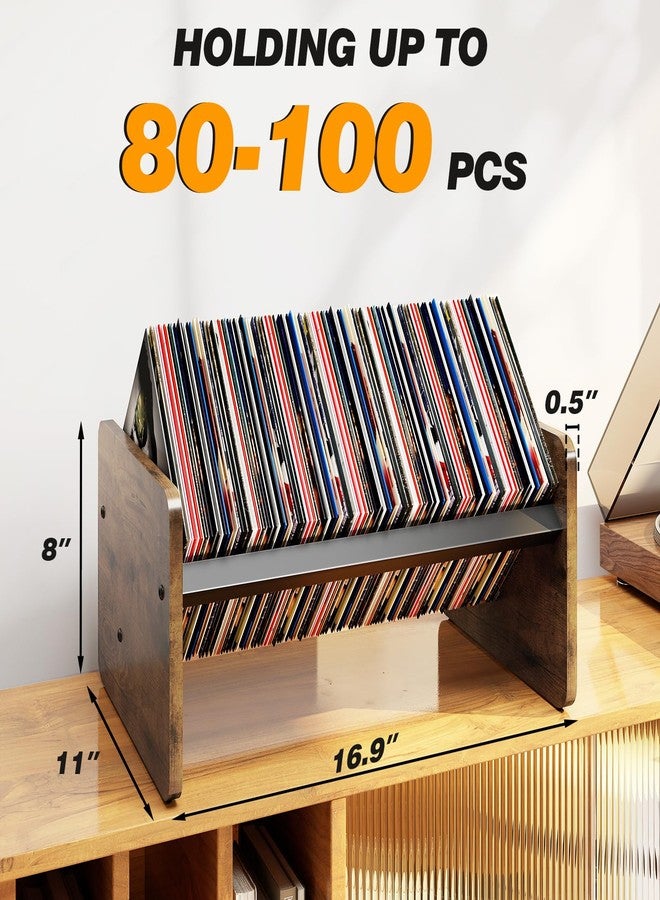 5Rcom Record Player Stand with Vinyl Storage Shelf, Wooden Record Display,Vinyl Record Storage Holder Rack for Living Room, Bedroom - Image 2