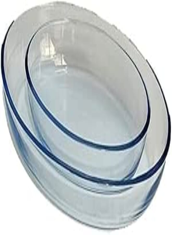 BRO ART Oven Glass Oval Plain Tray / 2 Pcs/Elegant design, Trusted Brand, Attractive shape