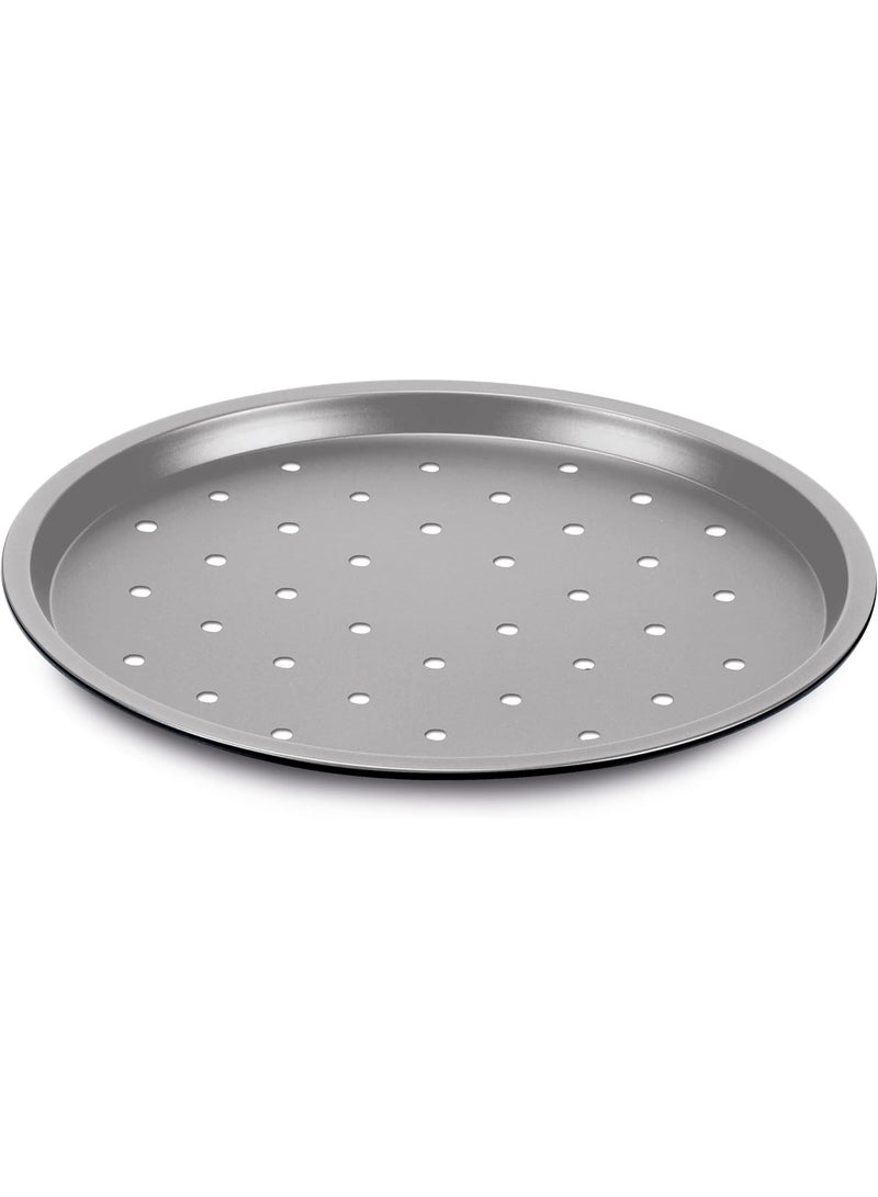 Guardini, Linea Silver Elegance 32 cm Frozen Pizza Baking pan, Stainless Steel with Non-Stick Coating, Made in Italy, Silver/Black - Image 1